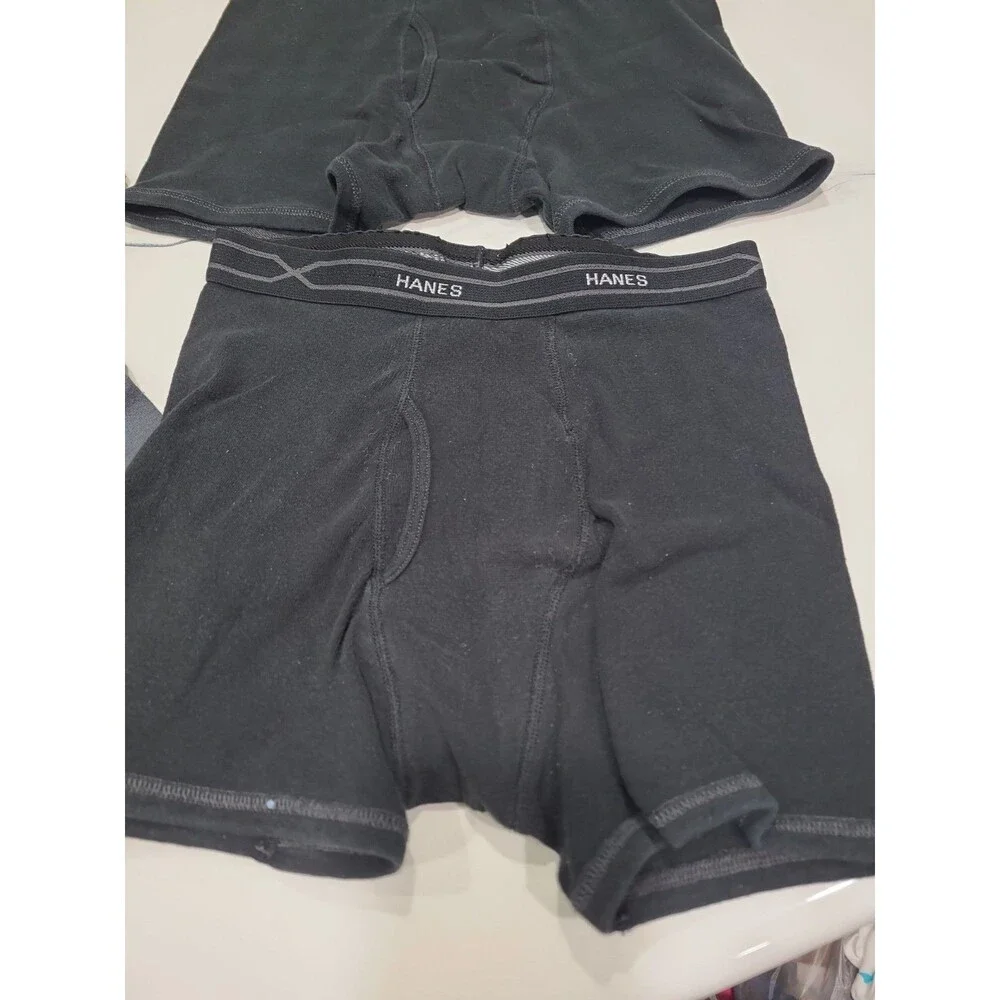 Set Of 4 Hanes boxer Brief Short Black Amd Grey Size Medium Used B26